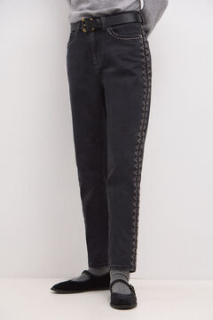 Hoss Intropia Olena. Mom jeans com bordado Preto