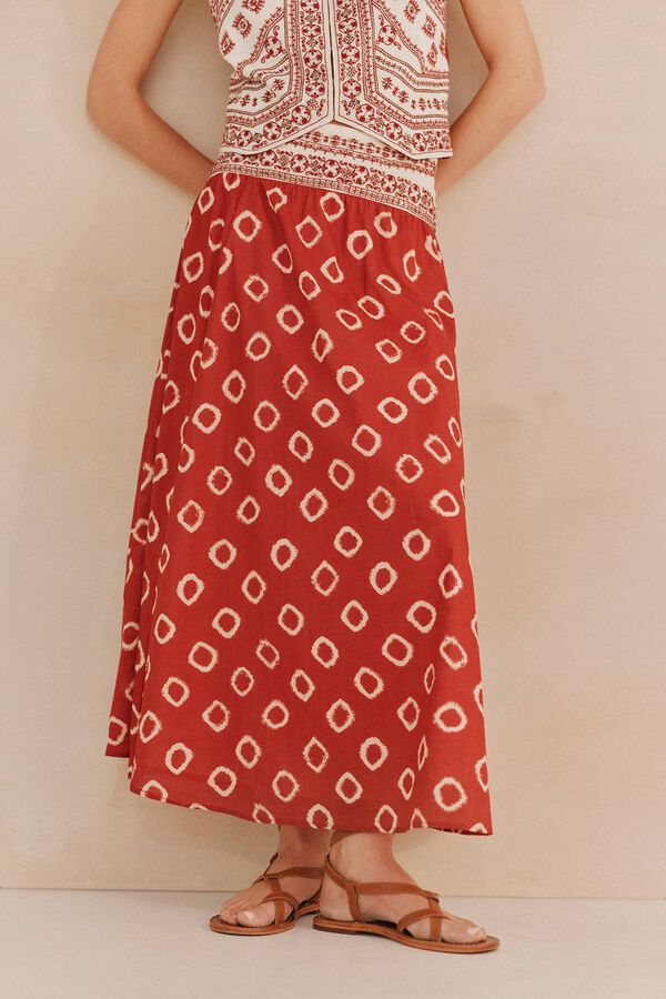 Hoss Intropia Romina. Falda estampada rojo