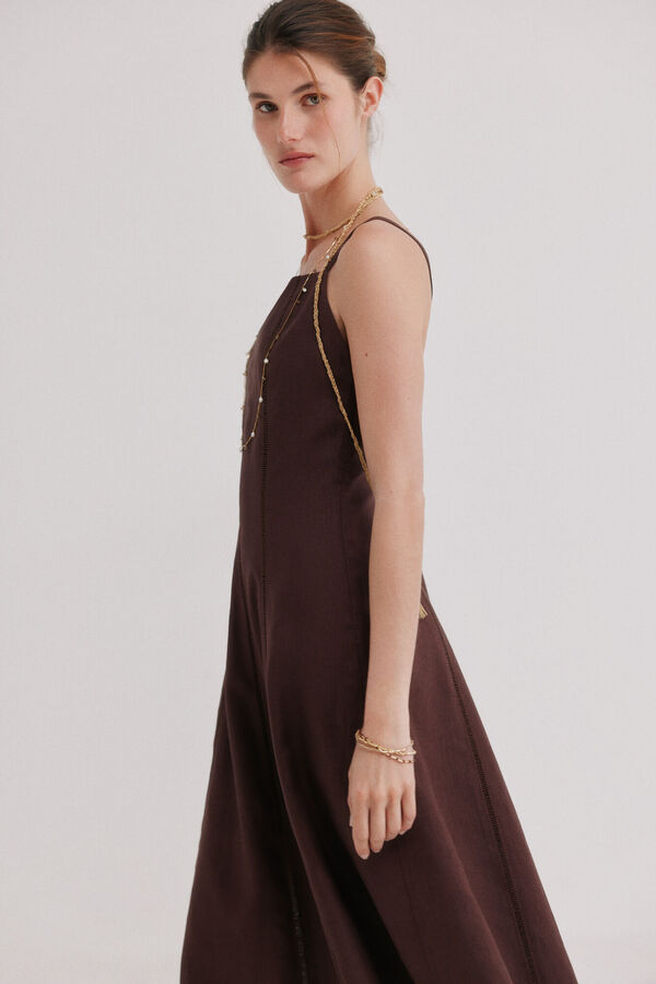 Hoss Intropia Antonela. Vestido midi em linho Castanho