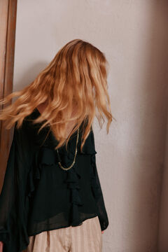 Hoss Intropia Carina. Blusa volantes. Verde