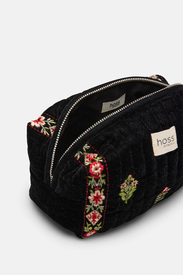 Hoss Intropia Larisa. Neceser terciopelo bordado Negro