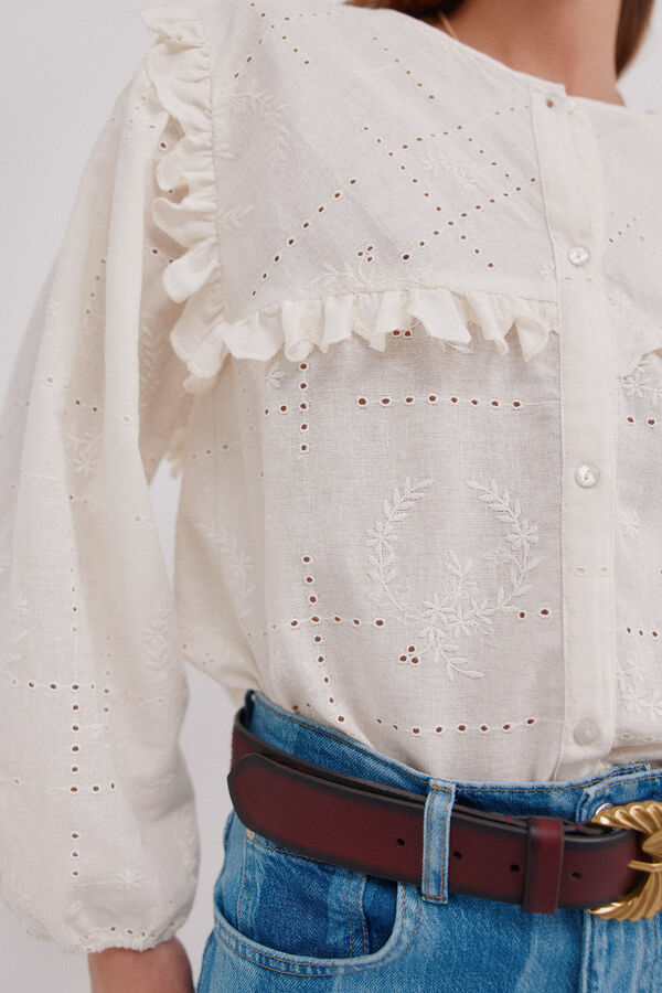 Hoss Intropia Celia. Blusa romântica Ecru