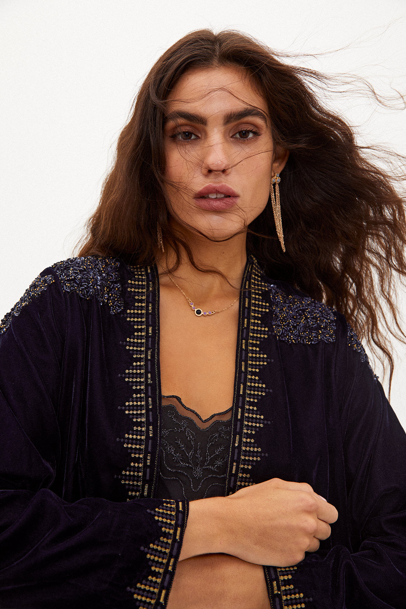 Kimonos de terciopelo largos outlet
