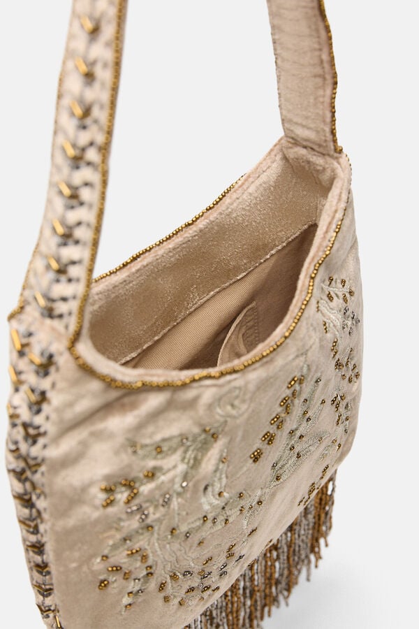 Hoss Intropia Nidia. Bolso bordado con flecos Dorado