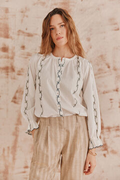 Hoss Intropia Carmen. Blusa bordada. Marfil