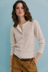 Hoss Intropia Inma. Casaco de malha ajurada Beige