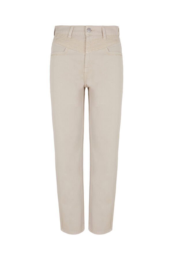 Hoss Intropia Ofelia. Mom jeans com bordado Ecru