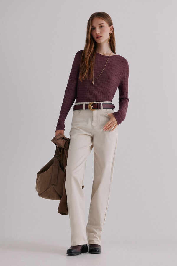 Hoss Intropia Bianca. Jeans bordado Ecru