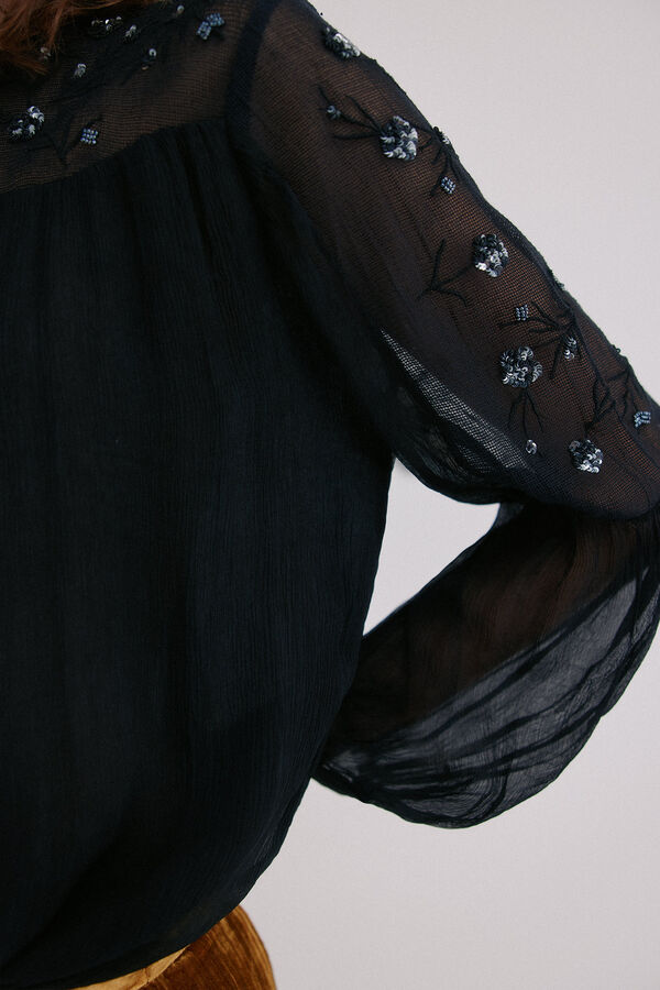 Hoss Intropia Claire. Blusa bordada Azul