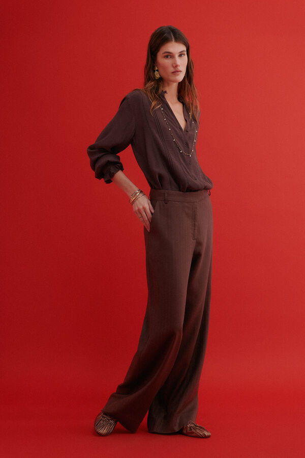 Hoss Intropia Pepa. Cal&ccedil;as de corte reto Castanho