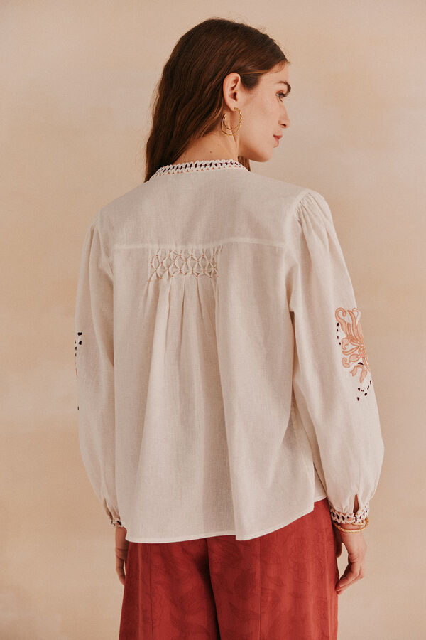 Hoss Intropia Alicia. Blusa bordada Marfil