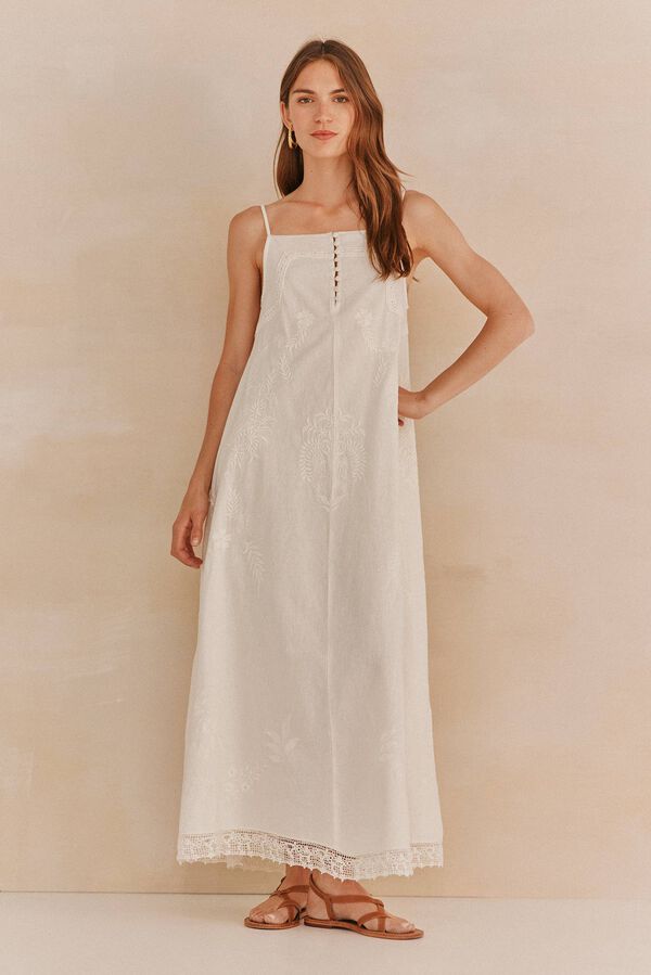 Hoss Intropia Lavinia. Vestido bordado Marfil