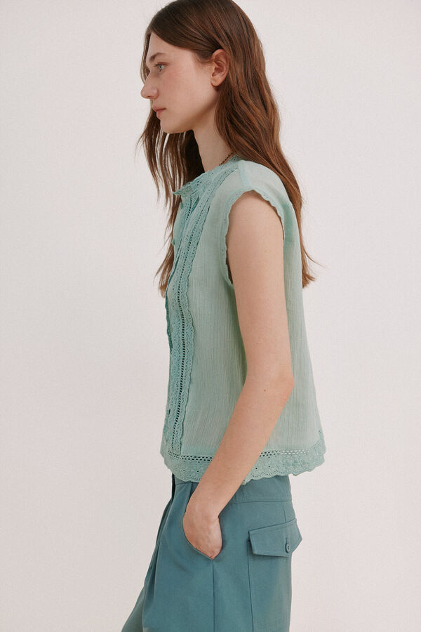 Hoss Intropia Cora. Blusa encajes Verde