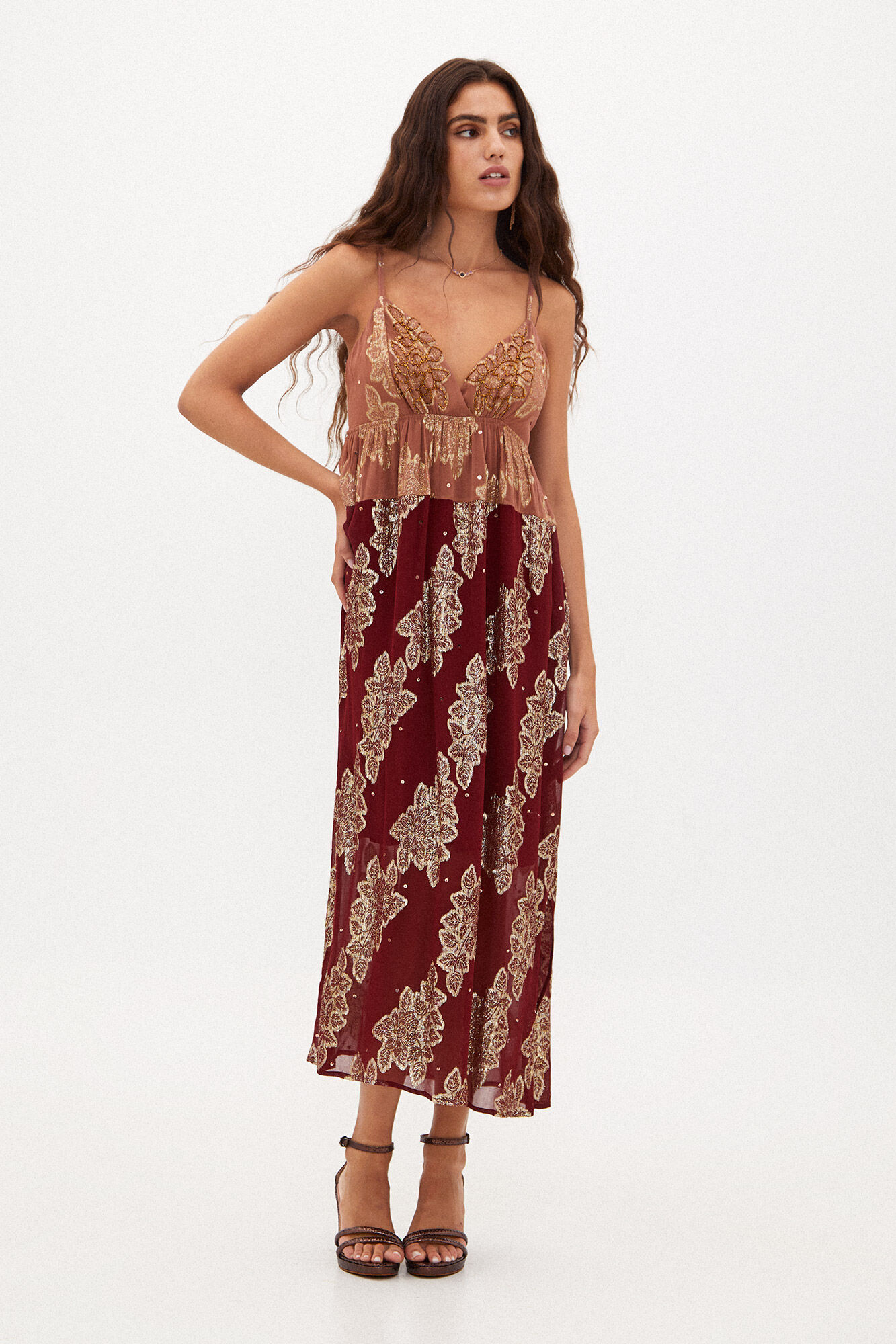 Vestido midi best sale de lurex