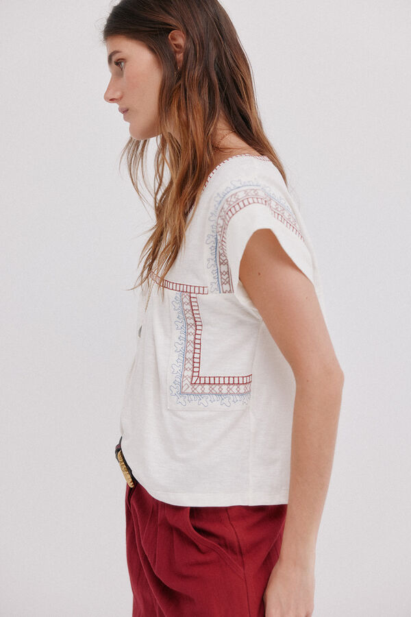 Hoss Intropia Malena. T-shirt bordada Beige