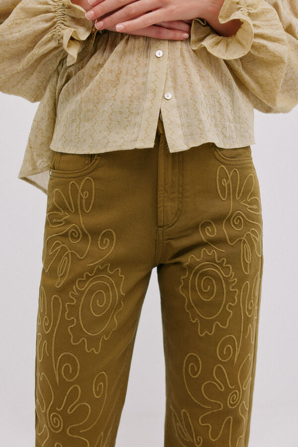 Hoss Intropia Bérénice. Vaqueros bordados Kaki