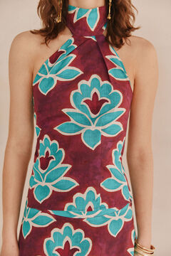 Hoss Intropia Clara. Top estampado halter. Morado