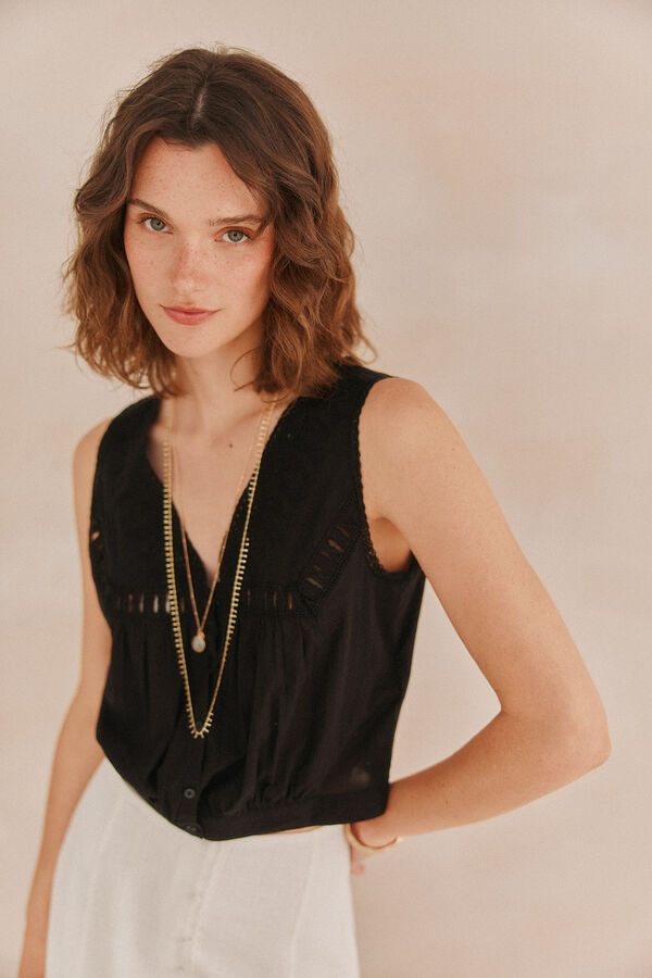Hoss Intropia Carola. Blusa bordada Negro