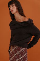 Hoss Intropia Idalia. Jersey con escote asimétrico Marron oscuro
