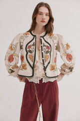 Hoss Intropia Eilana. Chaqueta detalles bordados Marfil