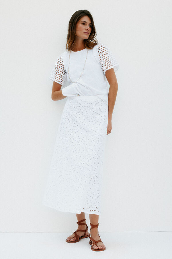 Hoss Intropia Mariana. T-shirt com folhos Branco