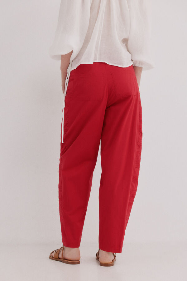 Hoss Intropia P&iacute;a. Cal&ccedil;a de cintura m&eacute;dia bordada Vermelho