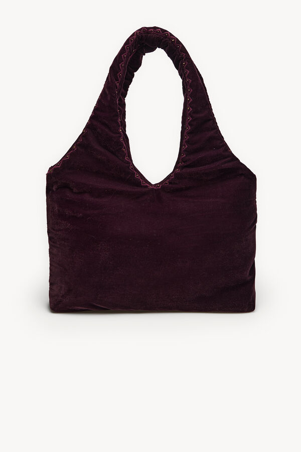 Hoss Intropia Nuria. Bolso hobo terciopelo bordado Marron
