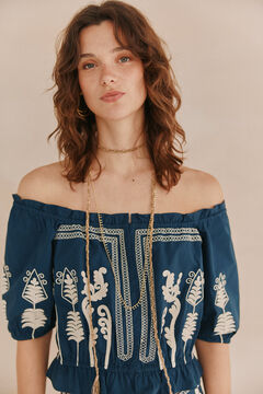 Hoss Intropia Coral. Top bordado. Azul