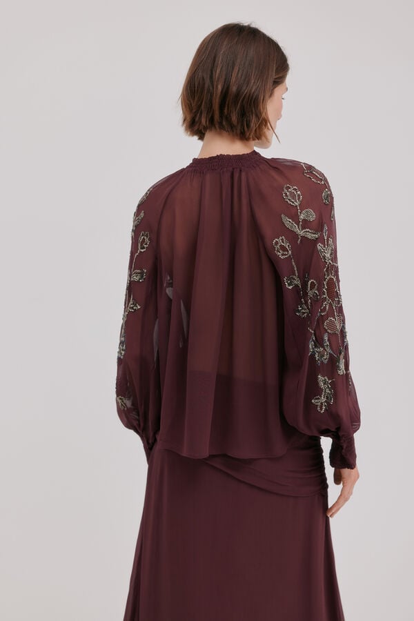 Hoss Intropia Cenese.Blusa beads Granate