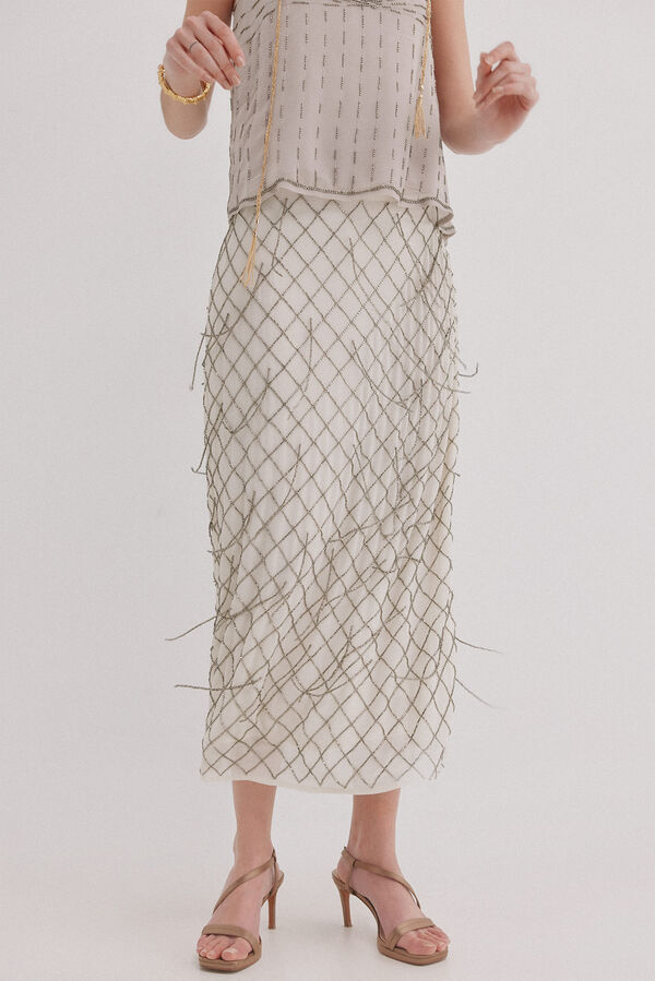 Hoss Intropia Ren&eacute;e. Saia bordada Branco