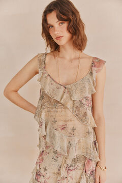 Hoss Intropia Celeste Top lencero bordado Beige