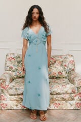 Hoss Intropia Ainhoa. Vestido bordado Azul