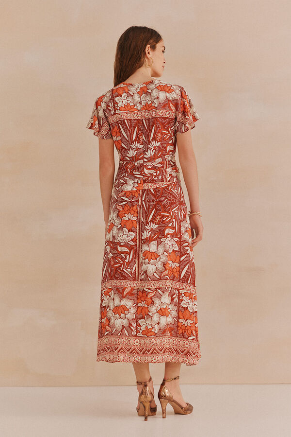 Hoss Intropia Alondra. Vestido estampado Estampado Naranja