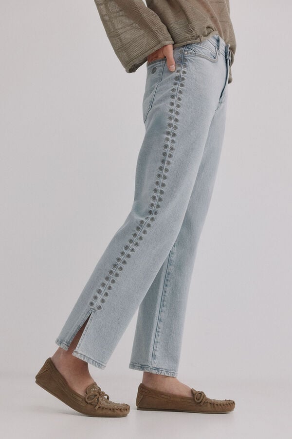 Hoss Intropia Brigitte. Jeans bordado Cinzento