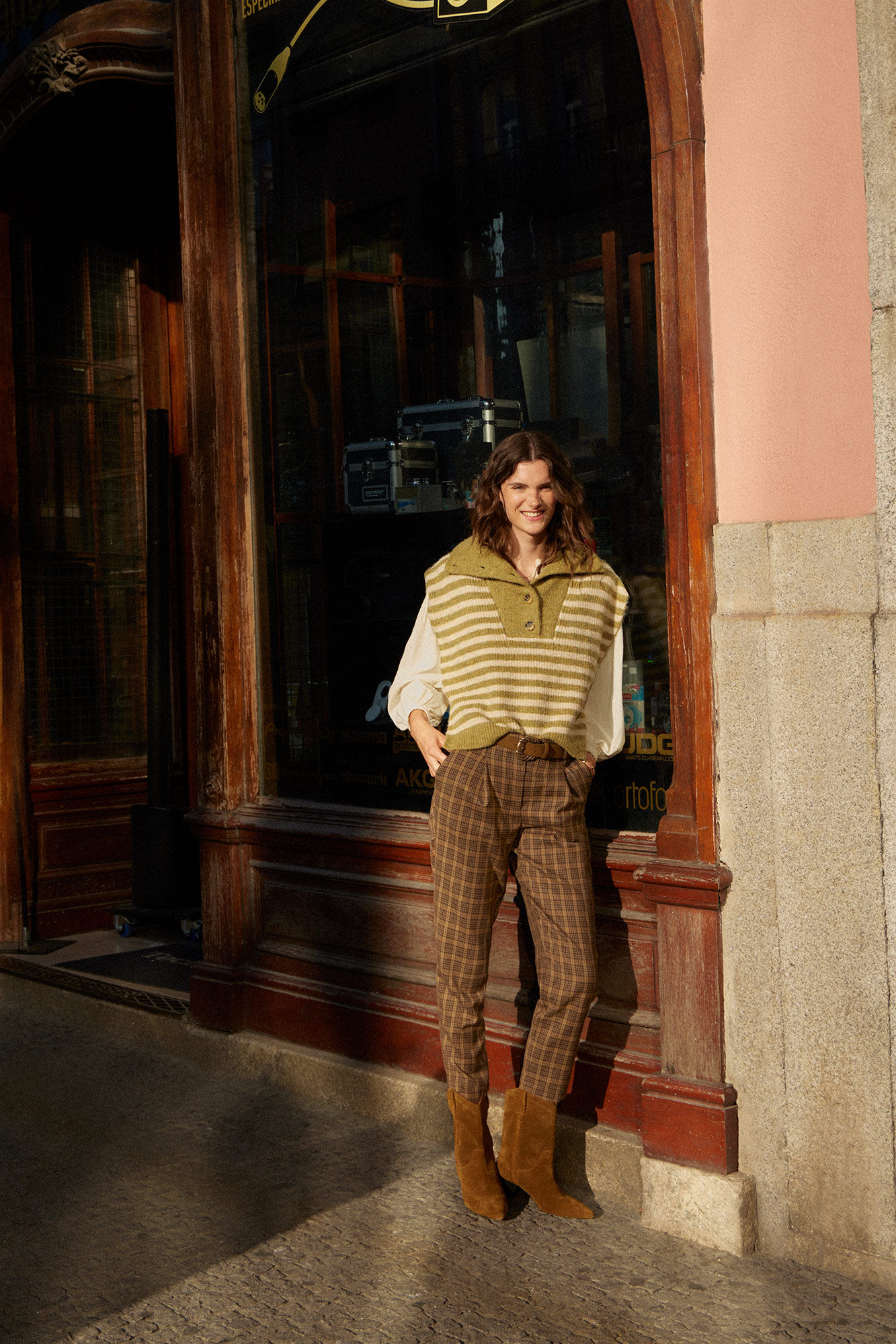 Pantalon cuadros verde best sale mujer