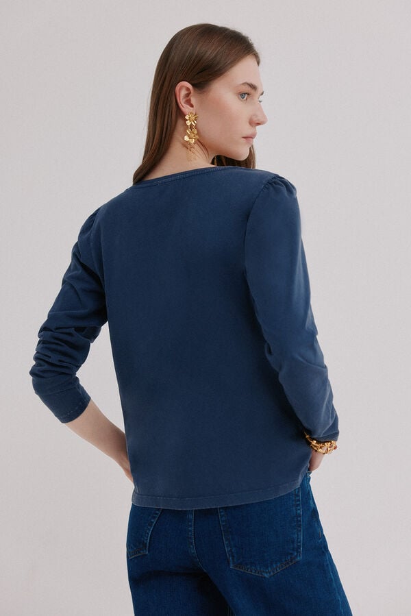 Hoss Intropia Mabel. T-shirt lavagem desbotada Azul