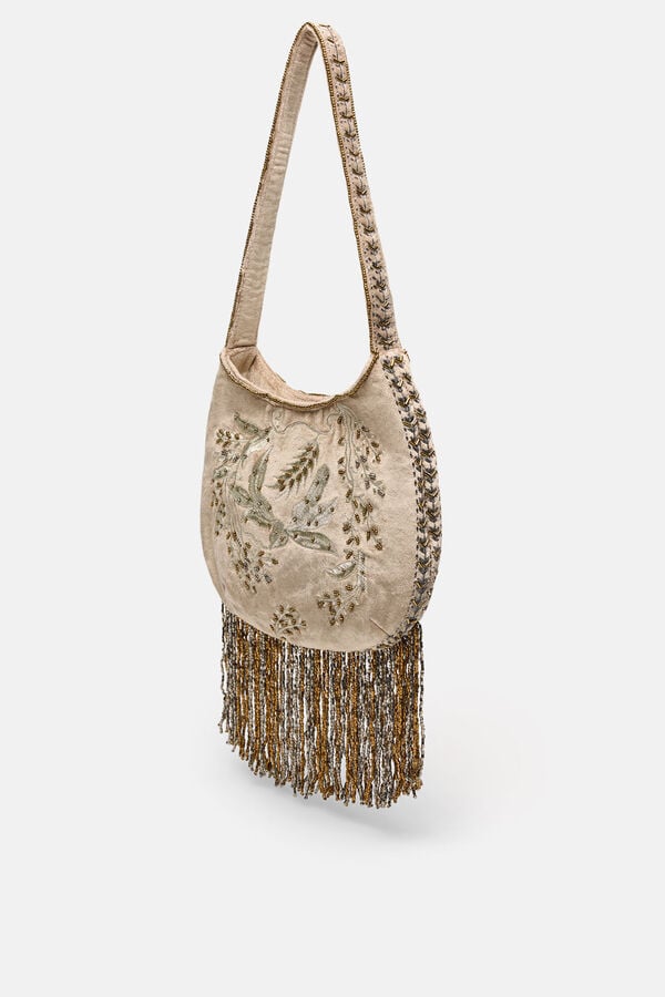 Hoss Intropia Nidia. Bolso bordado con flecos Dorado