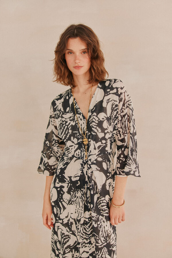 Hoss Intropia Lorna. Vestido estampado Ecru