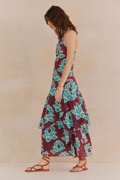 Hoss Intropia Rosa. Saia estampada com folhos. Roxo