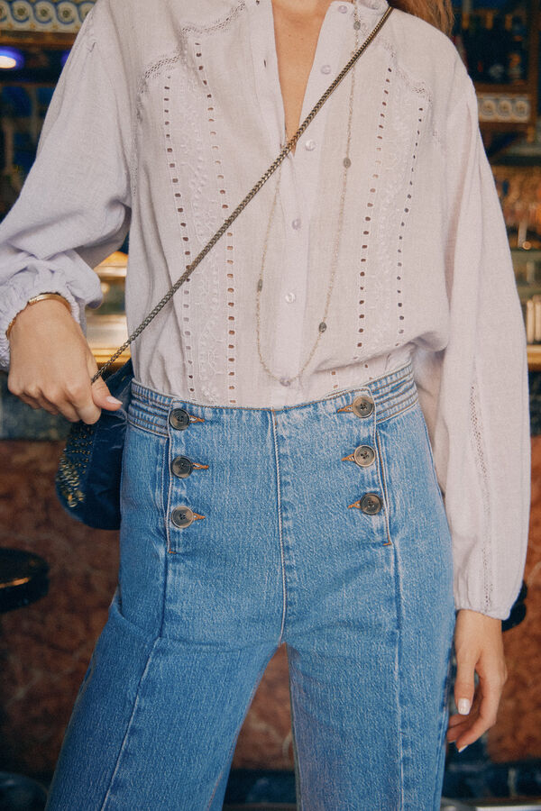 Hoss Intropia Olga. Jeans de perna larga com botões Azul