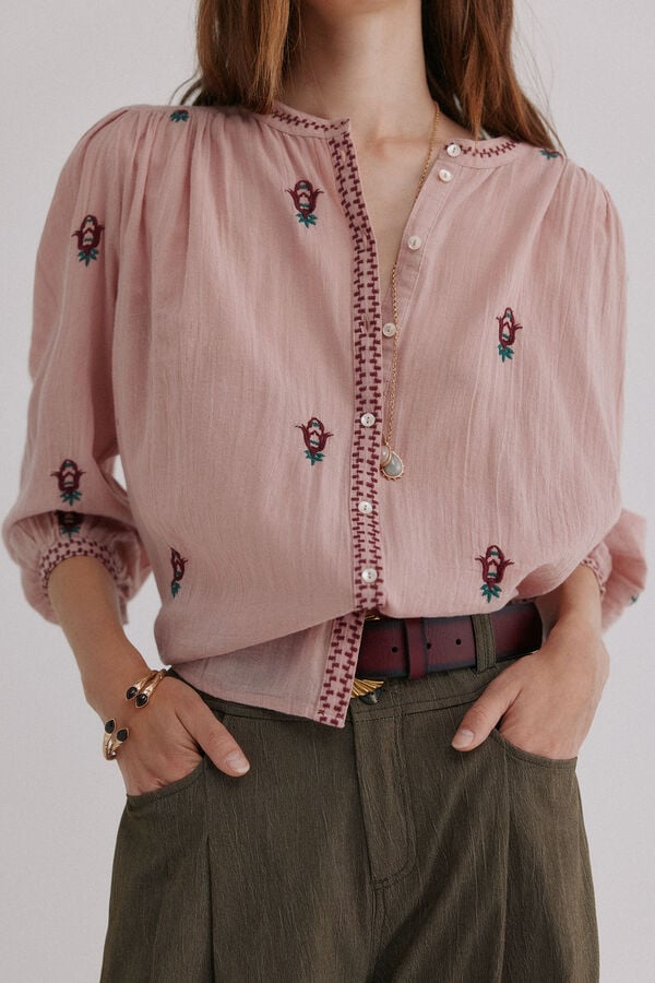 Hoss Intropia Carina. Blusa bordada Verde
