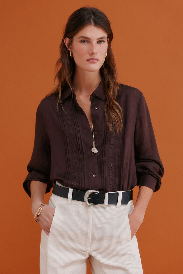 Hoss Intropia Greta. Blusa bordada Castanho