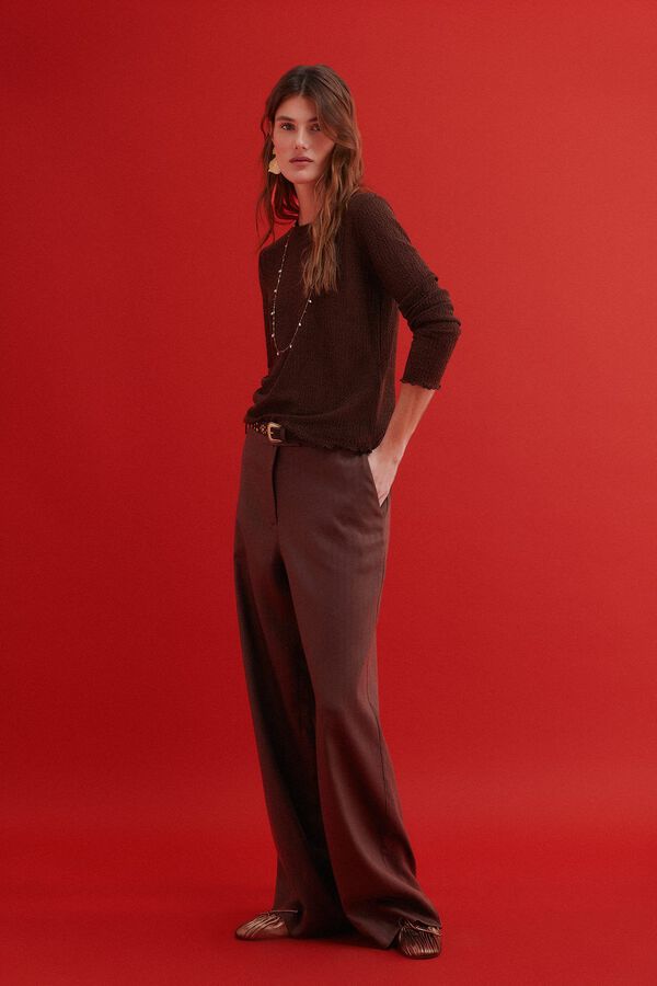 Hoss Intropia Maite. Camiseta con textura Marron oscuro