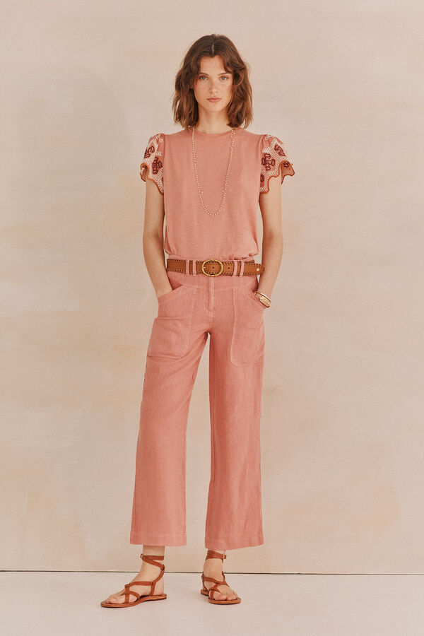 Hoss Intropia Priya.Pantalon lino Rosa