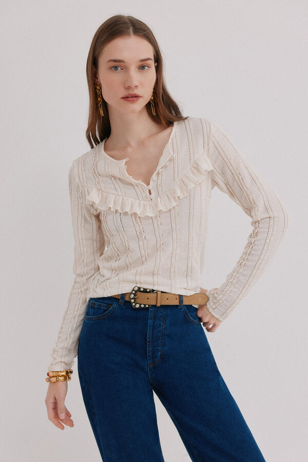 Hoss Intropia Miranda. T-shirt rom&acirc;ntica Ecru