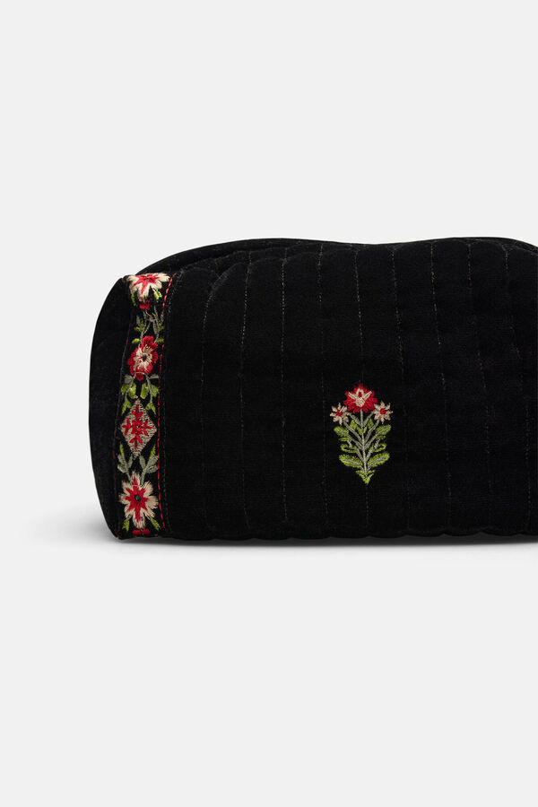 Hoss Intropia Larisa. Neceser terciopelo bordado Negro