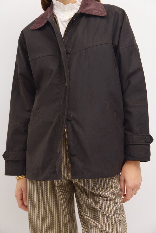 Hoss Intropia Dalila. Parka corta encerada Marron oscuro