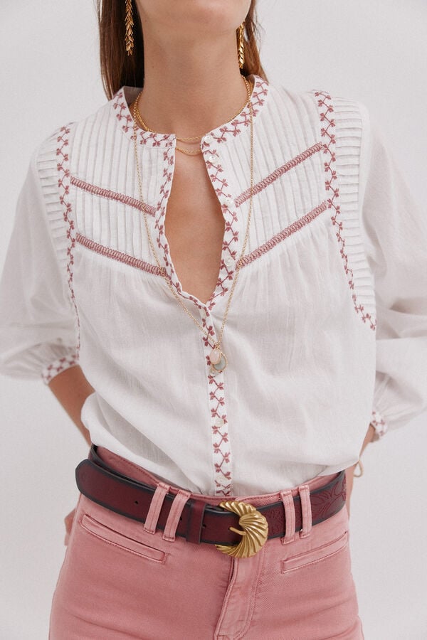 Hoss Intropia Clara. Blusa bordada Blanco