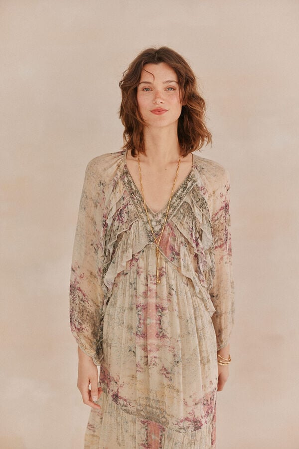 Hoss Intropia Ariana. Vestido bordado Beige