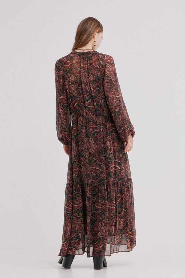 Hoss Intropia Alessandra.Vestido fluido Estampado granate